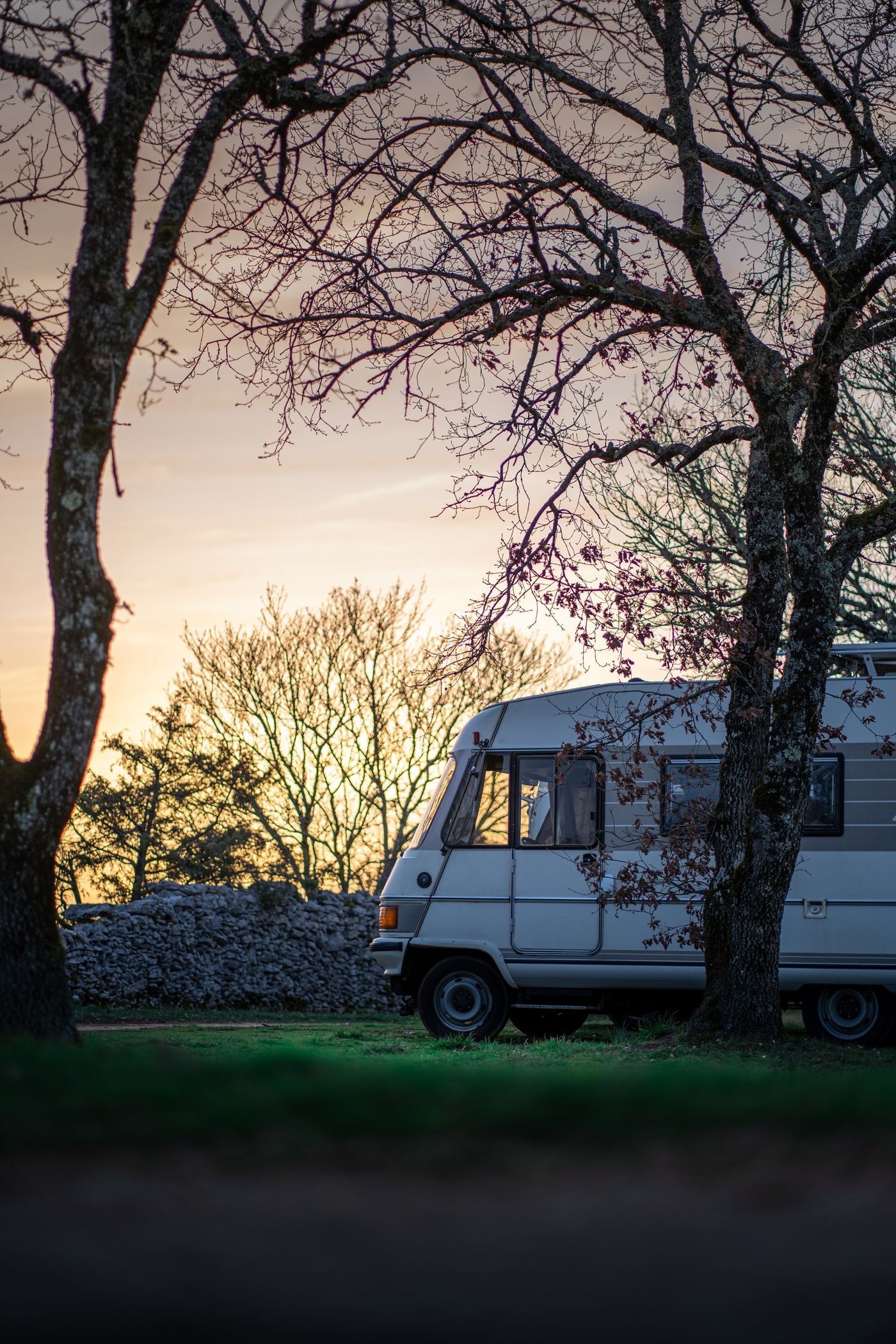 Detailed motorhome parked at sunset after a full interior and exterior clean